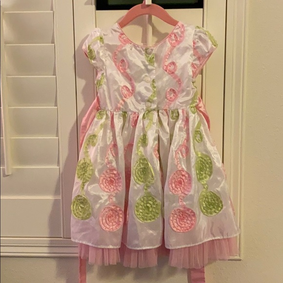 Toddler girls pink and white flower tutu dress - Picture 3 of 4